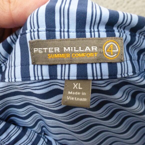 Peter Millar Shirt Mens XL Summer Comfort Polo Golf Blue Performance Striped - Picture 8 of 10